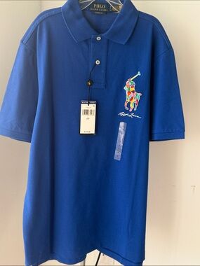 Polo by Ralph Lauren Royal Blue Short-Sleeve Polo with Multicolor Pony